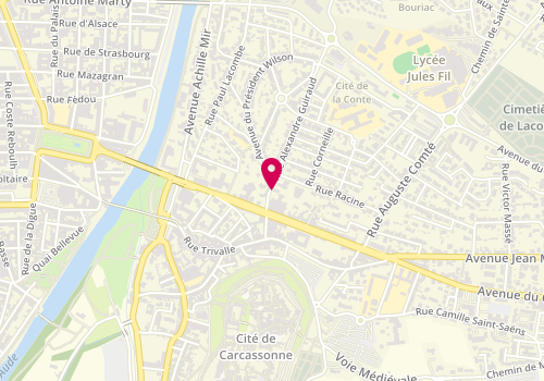 Plan de Point relais CAF de Carcassonne - centre social de la Roseraie, 10 rue Alexandre Guiraud, 11000 Carcassonne