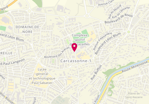 Plan de Point relais CAF de Carcassonne - Centre Social Max Savy, 1 rue du moulin de la Seigne, 11000 Carcassonne