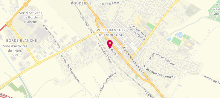 Plan de Point numérique CAF de Villefranche-de-Lauragais, Pôle social, 134 rue de la République, 31290 Villefranche-de-Lauragais