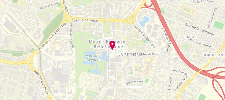 Plan de Point d'accueil CAF de Toulouse - Reynerie, 15 place Abbal, 31100 Toulouse
