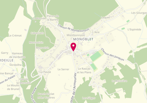 Plan de Point numérique CAF de Monoblet, Association Lo Quintet	3 Rue Fernand Deligny, 30170 Monoblet