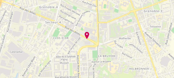 Plan de Point d'accueil CAF de Grenoble - Siège, 3 rue des Alliés, 38051 Grenoble