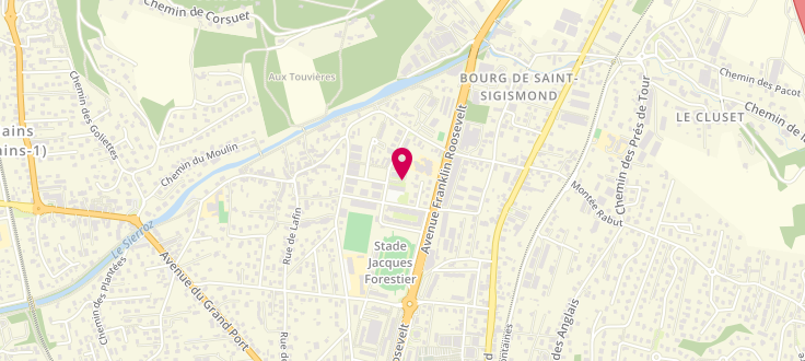 Plan de Permanence CAF d'Aix-Les-Bains, 38 rue du docteur François Gaillard<br />
Mairie de quartier du Sierroz, 73100 Aix-les-Bains