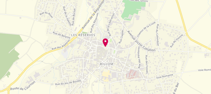 Plan de Permanence Caf de Billom, Rue Carnot<br />
Local social, 63160 Billom
