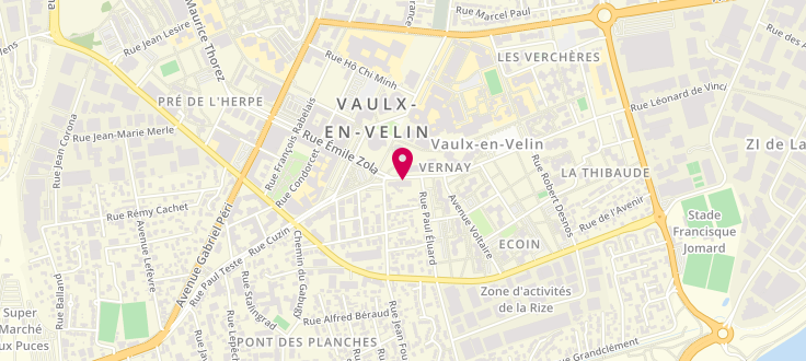 Plan de Point d'accueil social CAF de Vaulx-en-Velin, 3 avenue Dimitrov, 69120 Vaulx-en-Velin