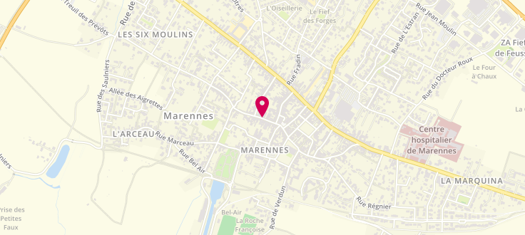 Plan de Caisse d'Allocations Familiales de Marennes, Maison des initiatives et des services<br />
24 rue Dubois Meynardie, 17320 Marennes