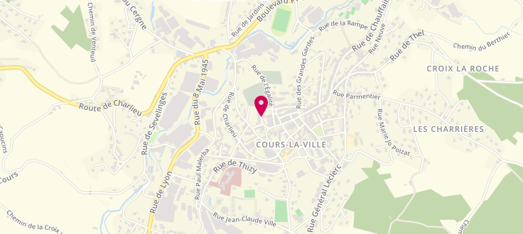 Plan de Permanence CAF de Cours-la-Ville - Centre social, 23 rue de la Loire, 69470 Cours-la-Ville