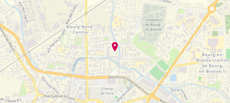 Plan de Point numérique CAF de Bourg en Bresse, Centre Socio Culturel de la Reyssouze<br />
12 place Alexandre Dumas, 01000 Bourg-en-Bresse
