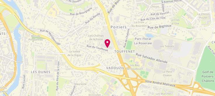 Plan de Caisse d'allocations familiales de Poitiers - Siège, 41 Rue de Touffenet, 86000 Poitiers