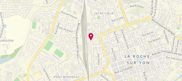 Plan de Point d'accueil CAF au siège - La Roche sur Yon, 109 boulevard Louis Blanc<br />
Quartier de la gare SNCF, 85000 La Roche-sur-Yon