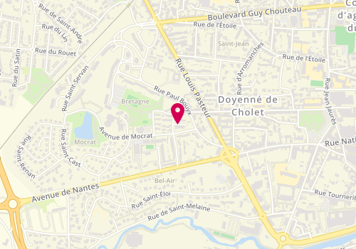 Plan de Point d'accueil CAF de Cholet quartier Pasteur-Bretagne, 1 Rue du Dr Emile Maillard, 49300 Cholet