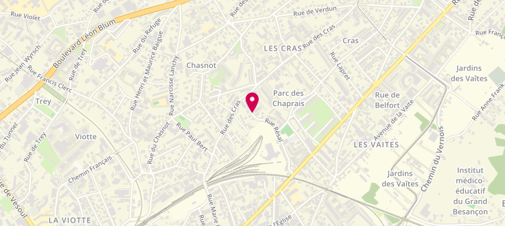 Plan de Point numérique CAF de Besançon - Centre social ASEP Chaprais Cras Viotte, 22 rue Resal, 25000 Besançon