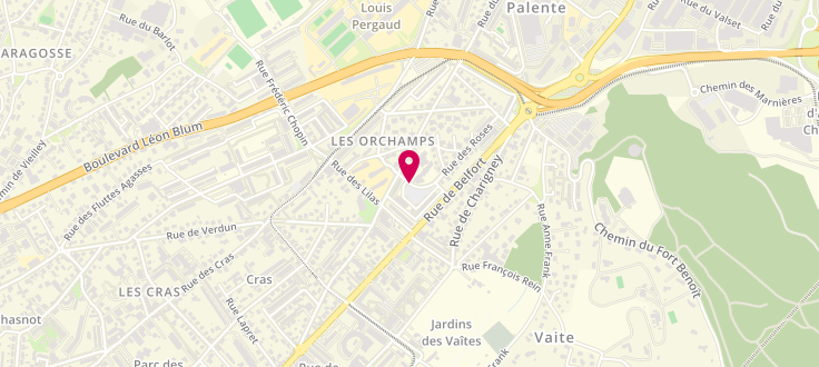 Plan de Point numérique CAF de Besançon - Palente, 24 rue des Roses, 25000 Besançon