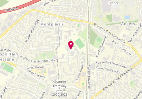 Plan de Point d'accueil CAF d'Angers quartier Monplaisir, 3 rue de l'Ecriture, 49000 Angers