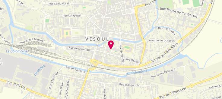 Plan de Point d'accueil CAF de Vesoul - Info Jeunes Haute-Saône, 1 Rue de Franche-Comté, 70000 Vesoul
