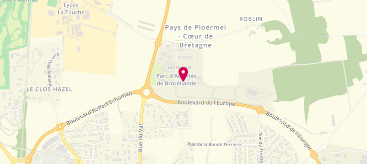 Plan de Permanence Caf de PLOËRMEL, Rue Huloux<br />
parc d'Activités de Brocéliande, 56800 Ploërmel