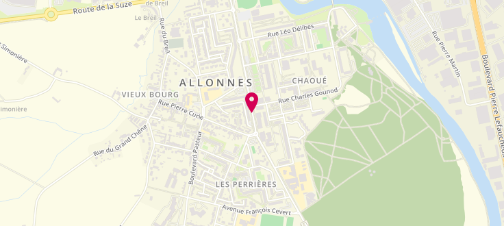 Plan de Caisse d'Allocations Familiales d'Allonnes, Centre socioculturel avenue de Gaulle, 72700 Allonnes