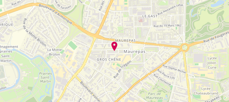 Plan de Permanence Caf de Rennes - Maurepas, Espace Social Commun Maurepas<br />
11C Place du Gros Chêne, 35700 Rennes