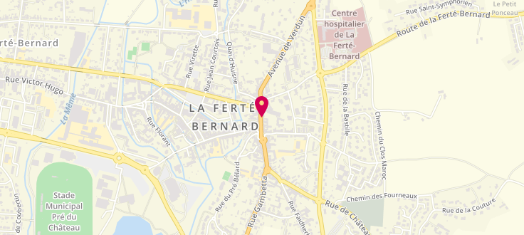 Plan de Caisse d'Allocations Familiales de La Ferté-Bernard, Espace Ariane 15, rue Denfert Rochereau, 72400 La Ferté-Bernard