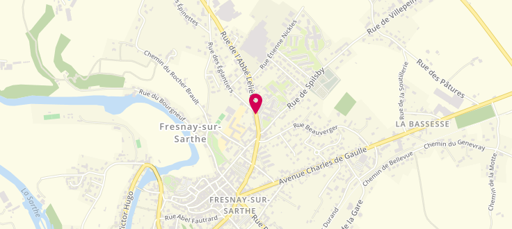 Plan de Caisse d'Allocations Familiales de Fresnay-sur-Sarthe, 2, rue de l’Abbé Lelièvre, 72130 Fresnay-sur-Sarthe