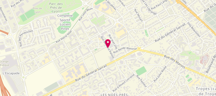 Plan de Point numérique CAF de La Chapelle Saint Luc, 14 Rue Bernard Palissy, 10600 La Chapelle-Saint-Luc