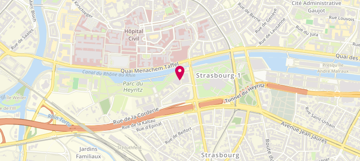 Plan de Caisse d'allocations familiales de Strasbourg - Siège, 22, route de l'Hôpital, 67100 Strasbourg