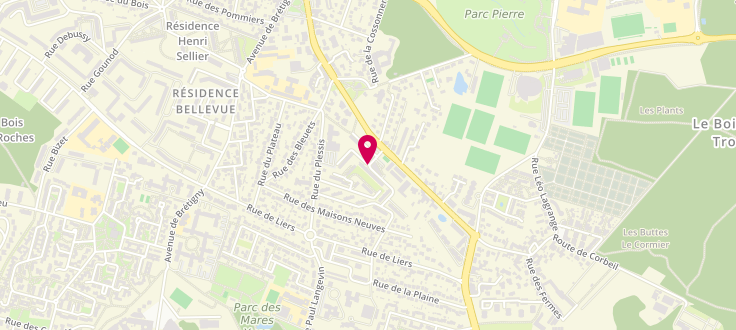Plan de Point d'Accueil CAF de Sainte-Geneviève - CCAS, 10 Rue des Siroliers, 91700 Sainte-Geneviève-des-Bois