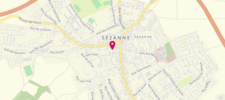 Plan de Point d'accueil CAF de Sézanne Sud-Ouest Marnais, 6, rue du capitaine Faucon, 51120 Sézanne