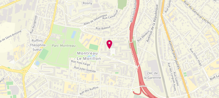 Plan de Point numérique CAF de Montreuil - Maison de Quartier Esperanto, 14 allée Roland Martin<br />
Place Le Morillon, 93100 Montreuil