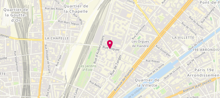 Plan de Point d'accueil CAF 19ème Espace 19 Riquet, 53 rue Riquet, 75019 Paris