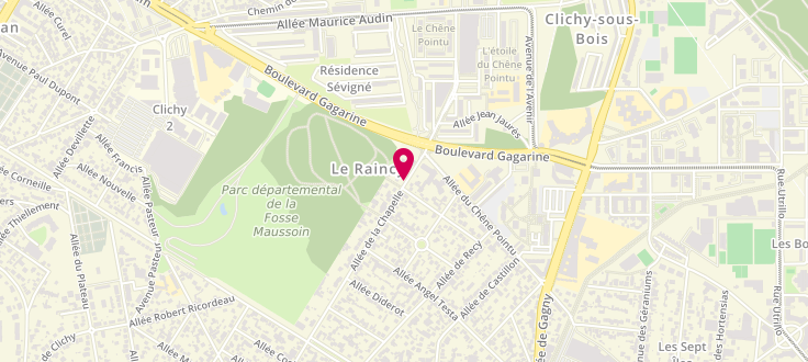 Plan de Point numérique CAF de Clichy-sous-Bois - Centre social  Toucouleurs, 103 allée de la Chapelle, 93390 Clichy-sous-Bois