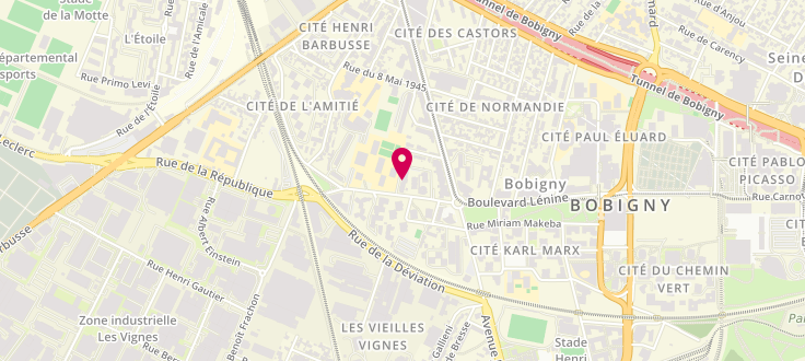 Plan de Agence familles CAF de Bobigny, 52 rue de la République, 93000 Bobigny