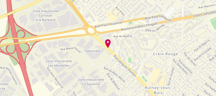 Plan de Agence familles CAF d'Aulnay-sous-Bois, 134 rue Jacques Duclos, 93600 Aulnay-sous-Bois