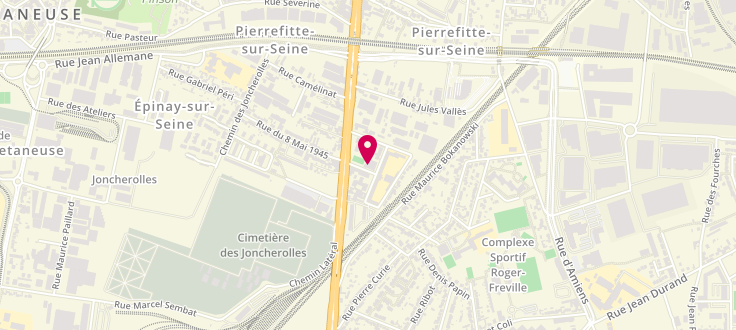 Plan de Point numérique CAF de Pierrefitte-sur-Seine - Centre social et culturel Germaine Tillion, 116-124 avenue Lénine, 93380 Pierrefitte-sur-Seine