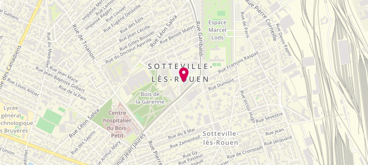 Plan de Point Relais CAF de Sotteville-lès-Rouen - Centre communal d'action sociale, Place de l'Hotel de Ville, 76300 Sotteville-lès-Rouen