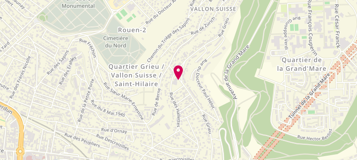 Plan de Point relais CAF de Rouen - MJC Grieu Vallon Suisse, 3 Rue de Genève, 76000 Rouen