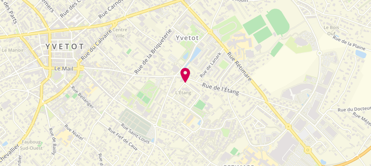 Plan de Point Relais CAF d'Yvetot - Centre Social Saint-Exupéry, 1, rue Gustave Priés, 76190 Yvetot