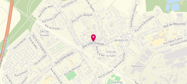 Plan de Caisse d'Allocations Familiales de Wingles, Rue Jules Guesde, 62410 Wingles