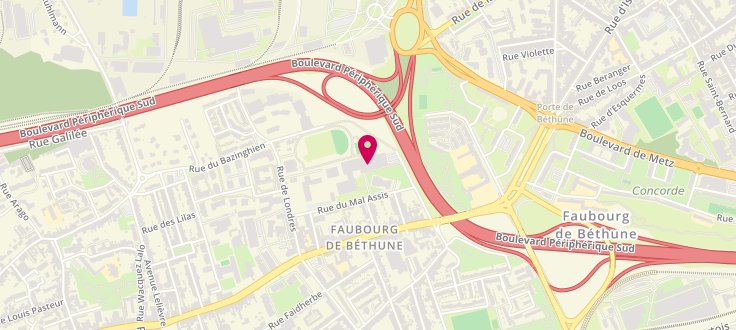 Plan de Point numérique CAF de Lille - CS Faubourg de Béthune, Centre social Faubourg de Béthune<br />
65 rue Saint Bernard, 59000 Lille