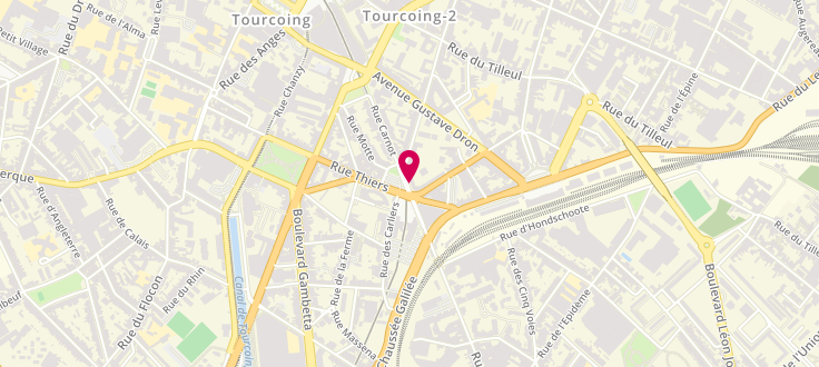 Plan de Caisse d'Allocations Familiales de Tourcoing, Métro Sébastopol<br />
20 rue des Carliers, 59200 Tourcoing