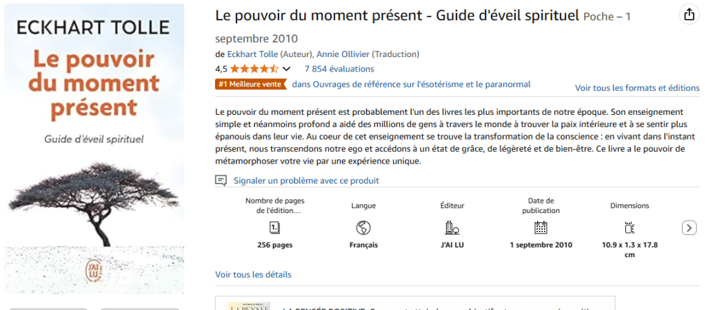  Livre sur le bien-être : Le Pouvoir du moment présent - Eckhart Tolle