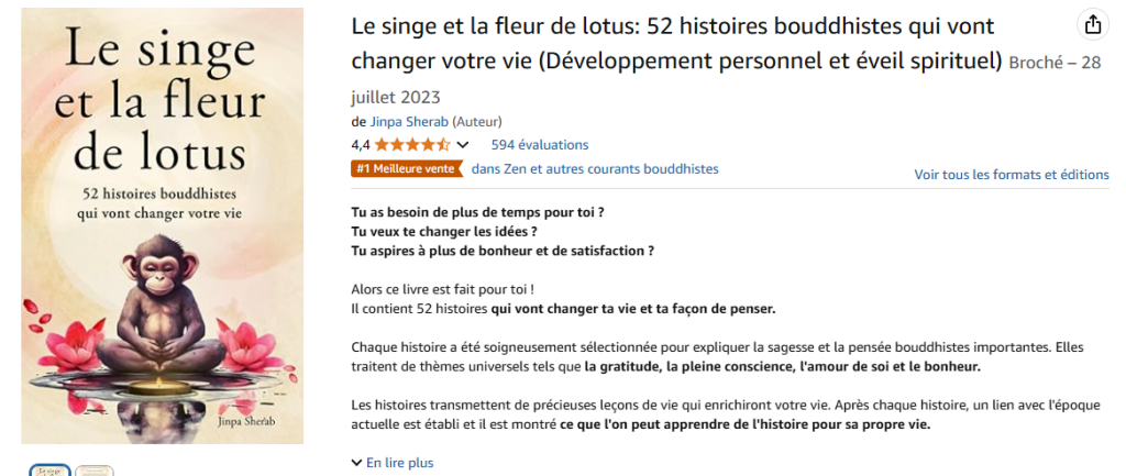  Livre sur le bien-être : Le singe et la fleur de lotus - Jinpa Sherab