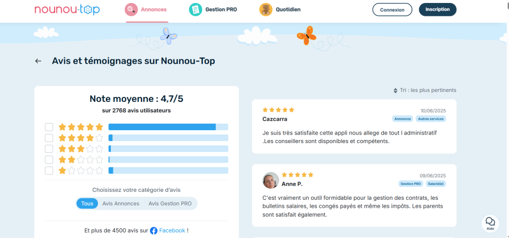 avis utilisateurs sur Nounou-top