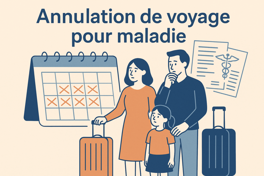 illustration annulation de voyage pour maladie en famille avec assurance et certificat medical
