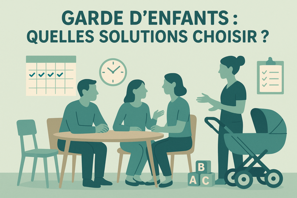 Illustration Solutions de garde d'enfants et organisation familiale moderne
