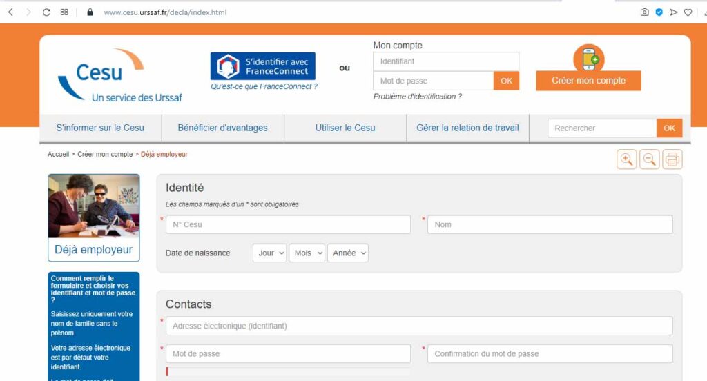 Comment déclarer en ligne sur le site officiel CESU