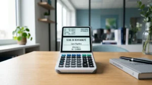 Calculette seuil de rentabilité b2btoday.com : calcul financier professionnel sur bureau moderne.