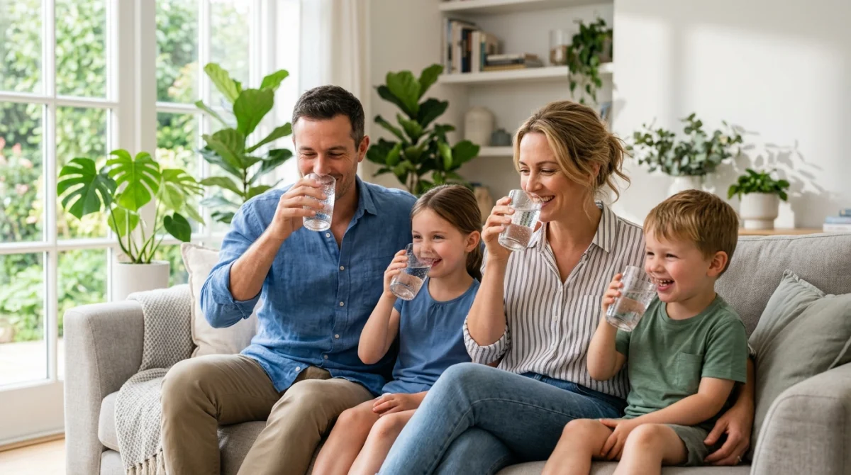 La consommation moyenne d'eau d'une famille de 4 personnes