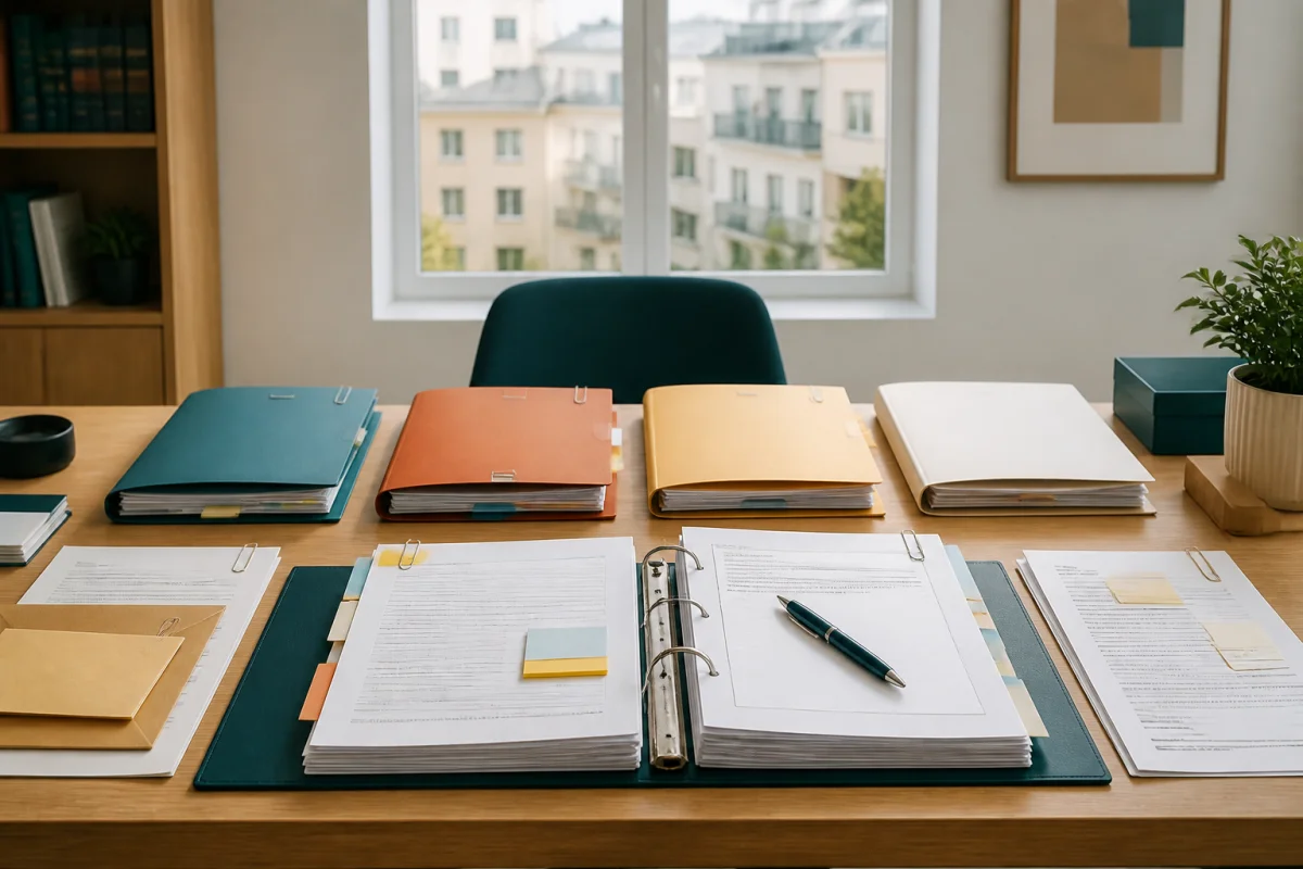 Dossier de droit immobilier organisé dans le cabinet des Avocats Soissons Cpat, documents classés chronologiquement