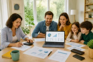 Reste à vivre calcul : personne seule, couple et famille avec deux enfants autour d’un calculateur budgétaire.